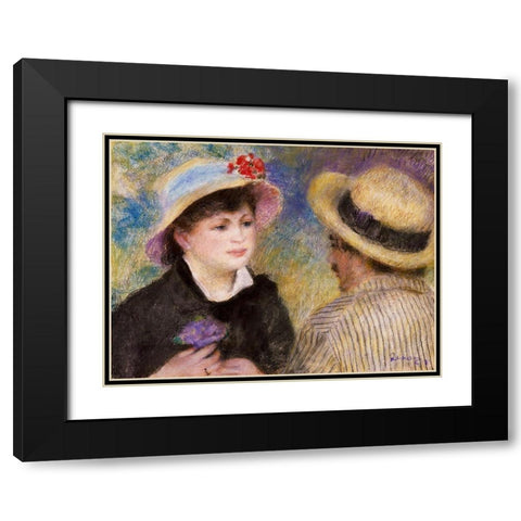 Boating Couple Black Modern Wood Framed Art Print with Double Matting by Renoir, Pierre-Auguste