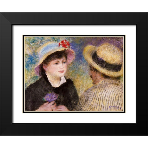 Boating Couple Black Modern Wood Framed Art Print with Double Matting by Renoir, Pierre-Auguste