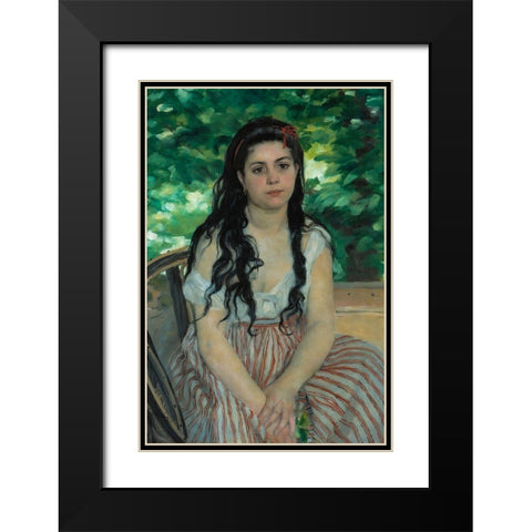 Summer Black Modern Wood Framed Art Print with Double Matting by Renoir, Pierre-Auguste
