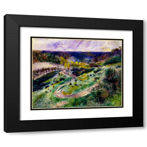 Road at Wargemont Black Modern Wood Framed Art Print with Double Matting by Renoir, Pierre-Auguste