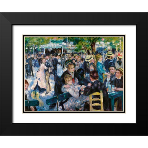 Dance at Le Moulin de la Galette Black Modern Wood Framed Art Print with Double Matting by Renoir, Pierre-Auguste