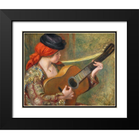 Young Spanish Woman with a Guitar Black Modern Wood Framed Art Print with Double Matting by Renoir, Pierre-Auguste