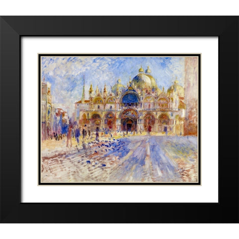 The Piazza San Marco, Venice Black Modern Wood Framed Art Print with Double Matting by Renoir, Pierre-Auguste