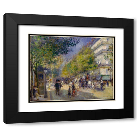 The Grands Boulevards Black Modern Wood Framed Art Print with Double Matting by Renoir, Pierre-Auguste