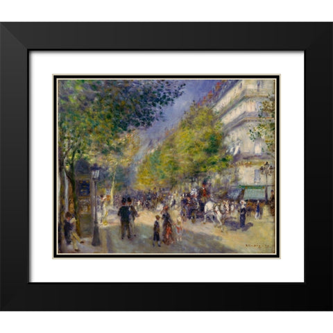 The Grands Boulevards Black Modern Wood Framed Art Print with Double Matting by Renoir, Pierre-Auguste