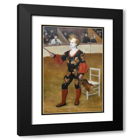 The clown Black Modern Wood Framed Art Print with Double Matting by Renoir, Pierre-Auguste