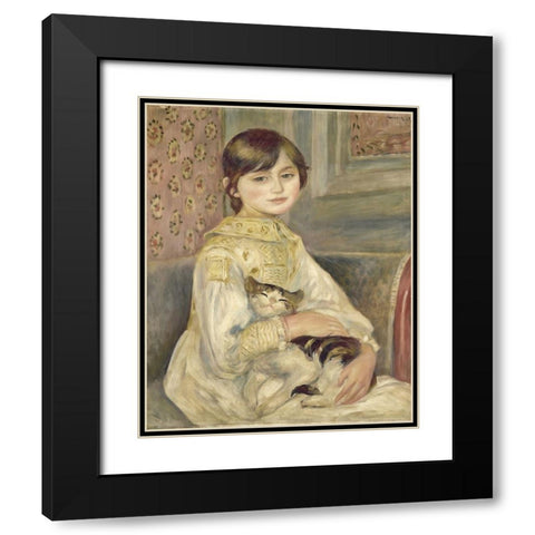 Julie Manet Black Modern Wood Framed Art Print with Double Matting by Renoir, Pierre-Auguste