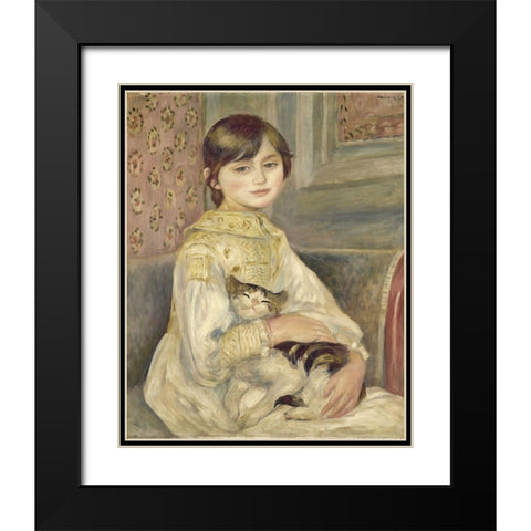 Julie Manet Black Modern Wood Framed Art Print with Double Matting by Renoir, Pierre-Auguste