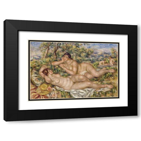 The Bathers Black Modern Wood Framed Art Print with Double Matting by Renoir, Pierre-Auguste