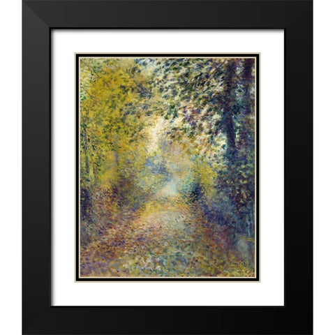 In the Woods Black Modern Wood Framed Art Print with Double Matting by Renoir, Pierre-Auguste
