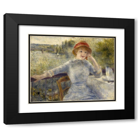 Alphonsine Fournaise Black Modern Wood Framed Art Print with Double Matting by Renoir, Pierre-Auguste