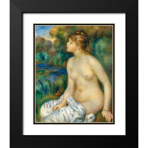 Bather 1891 Black Modern Wood Framed Art Print with Double Matting by Renoir, Pierre-Auguste