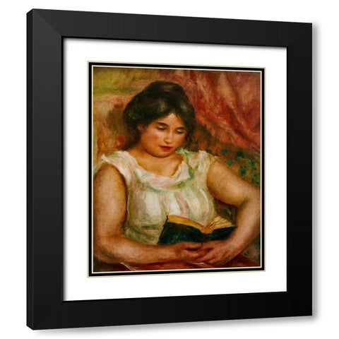 Gabrielle reading Black Modern Wood Framed Art Print with Double Matting by Renoir, Pierre-Auguste