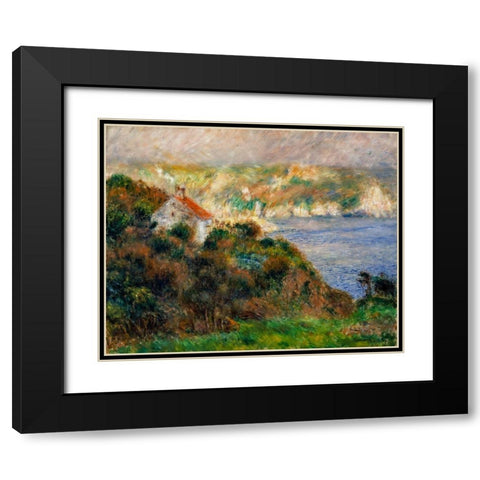 Fog on Guernsey Black Modern Wood Framed Art Print with Double Matting by Renoir, Pierre-Auguste