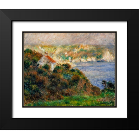 Fog on Guernsey Black Modern Wood Framed Art Print with Double Matting by Renoir, Pierre-Auguste
