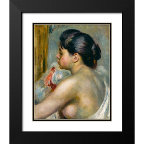 Dark Haired Woman Black Modern Wood Framed Art Print with Double Matting by Renoir, Pierre-Auguste