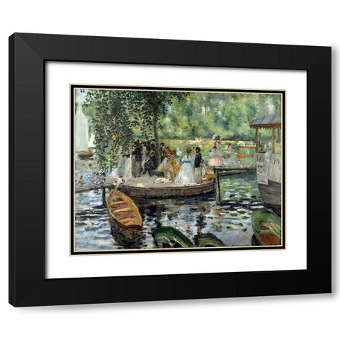 La Grenouillere Black Modern Wood Framed Art Print with Double Matting by Renoir, Pierre-Auguste