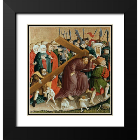 Jesus Christ Bearing the Cross Black Modern Wood Framed Art Print with Double Matting by Multscher, Hans