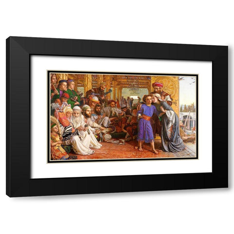 The Finding of the Saviour in the Temple Black Modern Wood Framed Art Print with Double Matting by Hunt, William Holman