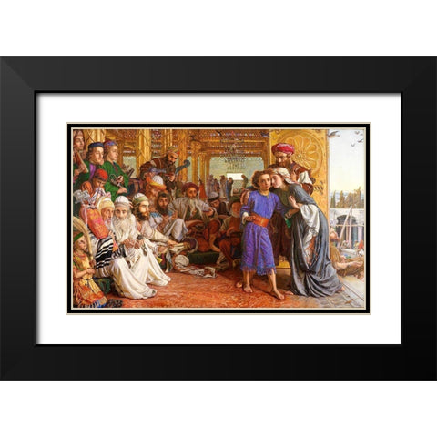 The Finding of the Saviour in the Temple Black Modern Wood Framed Art Print with Double Matting by Hunt, William Holman