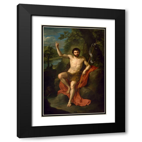 St. John the Baptist Preaching in the Wilderness Black Modern Wood Framed Art Print with Double Matting by Mengs, Anton Raphael