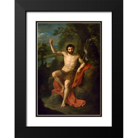 St. John the Baptist Preaching in the Wilderness Black Modern Wood Framed Art Print with Double Matting by Mengs, Anton Raphael