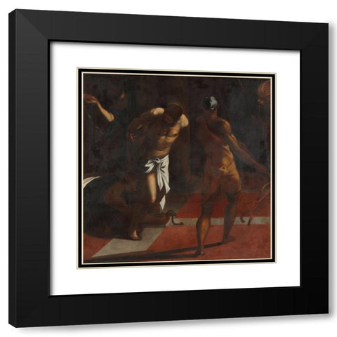 The Flagellation of Christ Black Modern Wood Framed Art Print with Double Matting by Schroder, Johann Christian