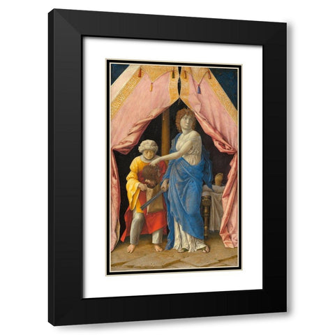 Judith with the Head of Holofernes Black Modern Wood Framed Art Print with Double Matting by Mantegna, Andrea