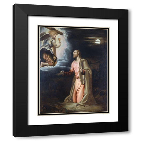 Christ in the Garden Black Modern Wood Framed Art Print with Double Matting by Peterzano, Simone