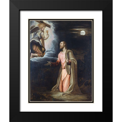 Christ in the Garden Black Modern Wood Framed Art Print with Double Matting by Peterzano, Simone