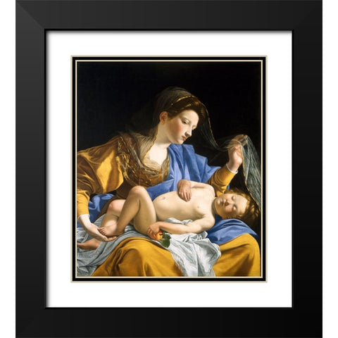 The Virgin with the Sleeping Christ Child Black Modern Wood Framed Art Print with Double Matting by Gentileschi, Orazio