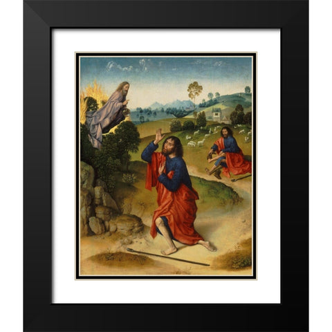 Moses and the Burning Bush Black Modern Wood Framed Art Print with Double Matting by Bouts the Elder, Dierick