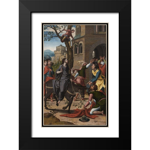 Entry of Christ into Jerusalem Black Modern Wood Framed Art Print with Double Matting by Aelst, Pieter Coecke van