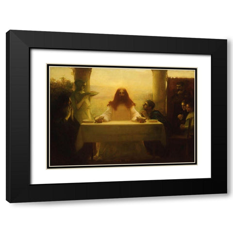 Christ and the Pilgrims at Emmaus Black Modern Wood Framed Art Print with Double Matting by Dagnan-Bouveret, Pascal