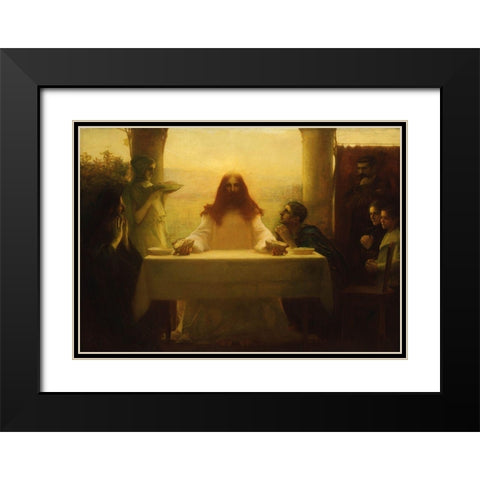 Christ and the Pilgrims at Emmaus Black Modern Wood Framed Art Print with Double Matting by Dagnan-Bouveret, Pascal