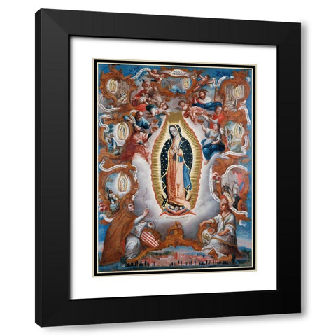 Virgin of Guadalupe Black Modern Wood Framed Art Print with Double Matting by Unknown Mexican Artist