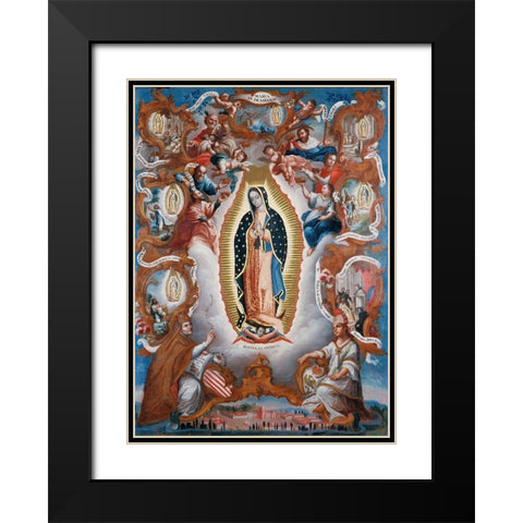 Virgin of Guadalupe Black Modern Wood Framed Art Print with Double Matting by Unknown Mexican Artist