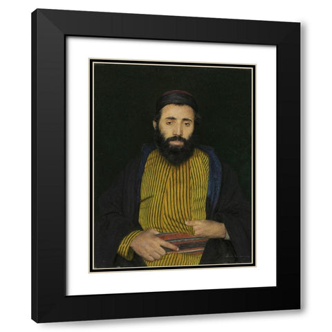 Portrait of a Sephardic Jew Black Modern Wood Framed Art Print with Double Matting by Kaufmann, Isidor