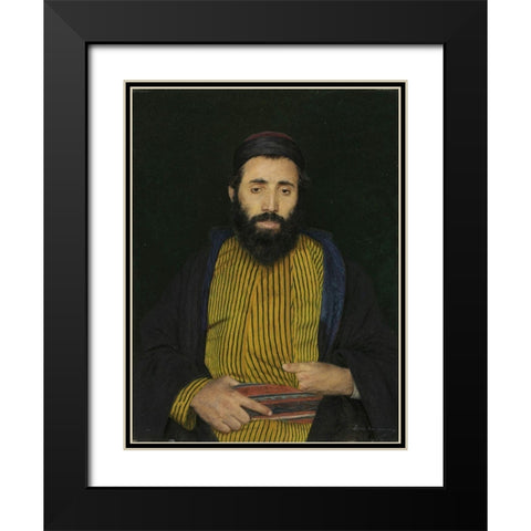 Portrait of a Sephardic Jew Black Modern Wood Framed Art Print with Double Matting by Kaufmann, Isidor