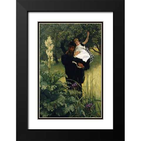 The Widower Black Modern Wood Framed Art Print with Double Matting by Tissot, James