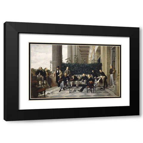 The Circle of the Rue Royale Black Modern Wood Framed Art Print with Double Matting by Tissot, James