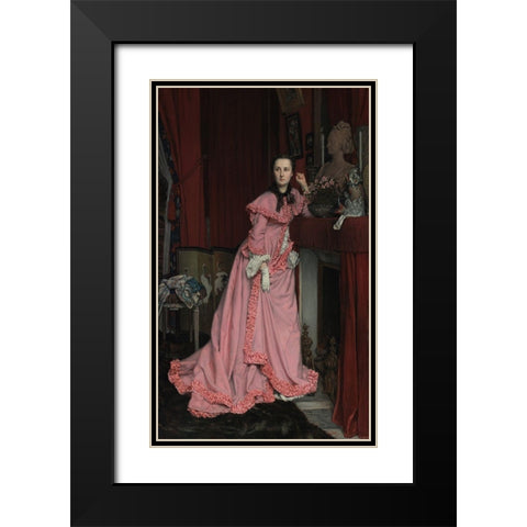 Portrait of Marquise de Miramon Black Modern Wood Framed Art Print with Double Matting by Tissot, James