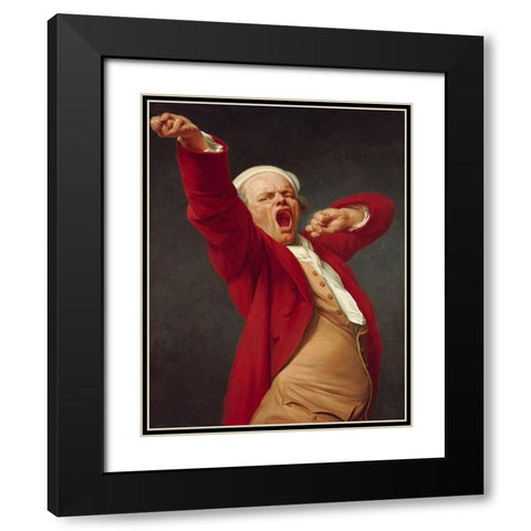 Self-Portrait, Yawning Black Modern Wood Framed Art Print with Double Matting by Ducreux, Joseph