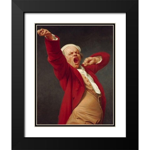 Self-Portrait, Yawning Black Modern Wood Framed Art Print with Double Matting by Ducreux, Joseph