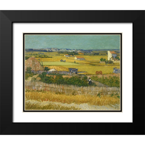 The harvest Black Modern Wood Framed Art Print with Double Matting by van Gogh, Vincent