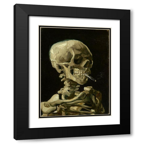 Head of a skeleton with a burning cigarette Black Modern Wood Framed Art Print with Double Matting by van Gogh, Vincent