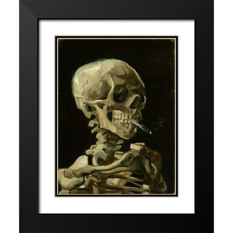 Head of a skeleton with a burning cigarette Black Modern Wood Framed Art Print with Double Matting by van Gogh, Vincent