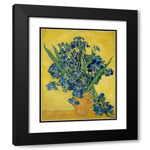 Irises Black Modern Wood Framed Art Print with Double Matting by van Gogh, Vincent