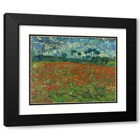 Field with Poppies Black Modern Wood Framed Art Print with Double Matting by van Gogh, Vincent