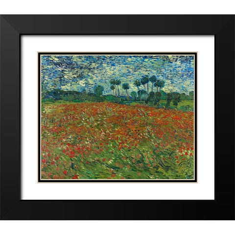 Field with Poppies Black Modern Wood Framed Art Print with Double Matting by van Gogh, Vincent
